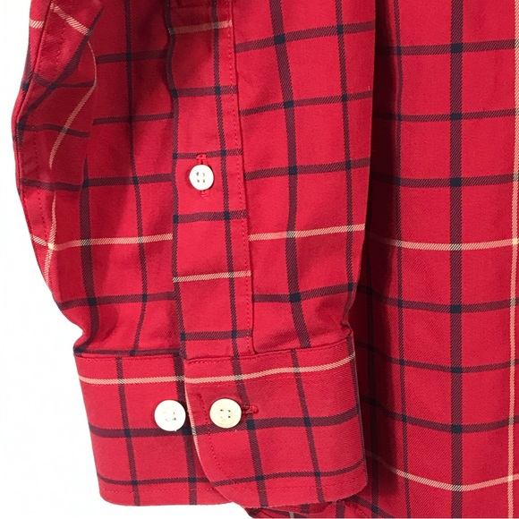 Brooks Brothers Shirt Button Down Red navy plaid Mens size Large 100% cotton - Picture 9 of 12